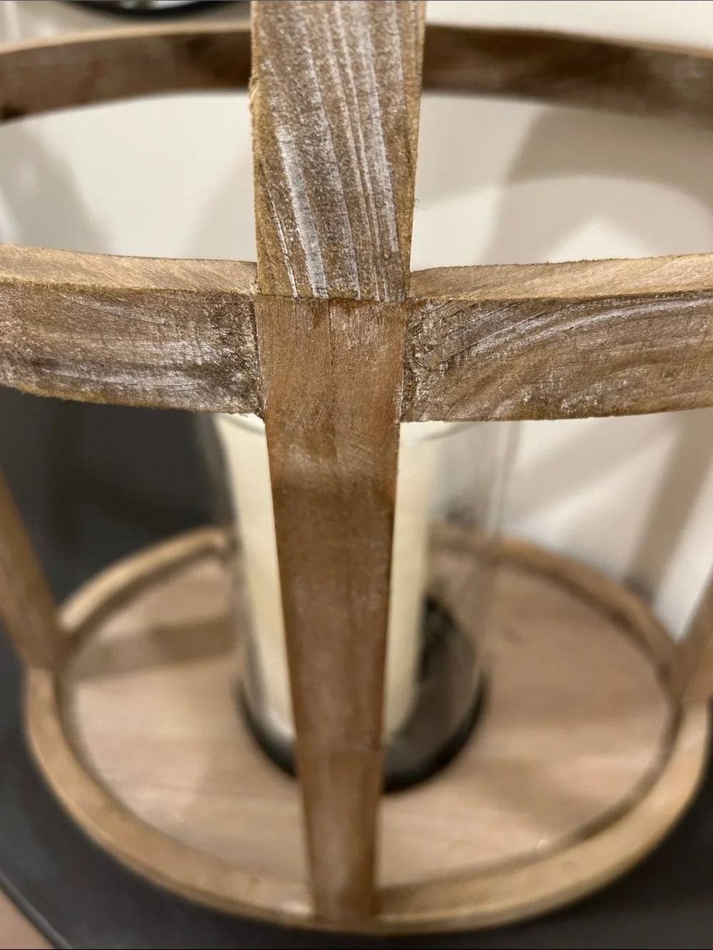 Kirklands Natural Wood and Black Accent Lantern